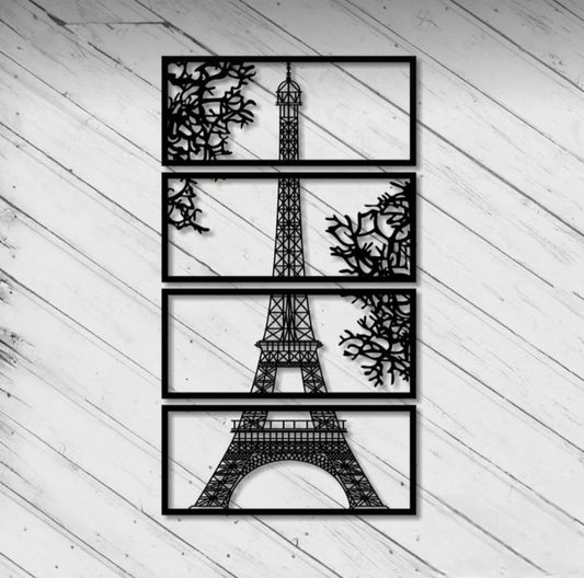 Wooden Eiffel Tower Wall Decor | 24 by 48 inches overall And 24 by 12 inches each!