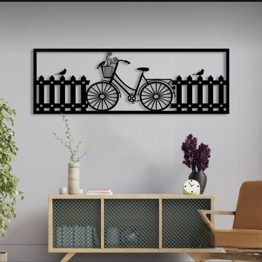 Bicycle-Shaped Wooden Wall Frame | 42x18 inches