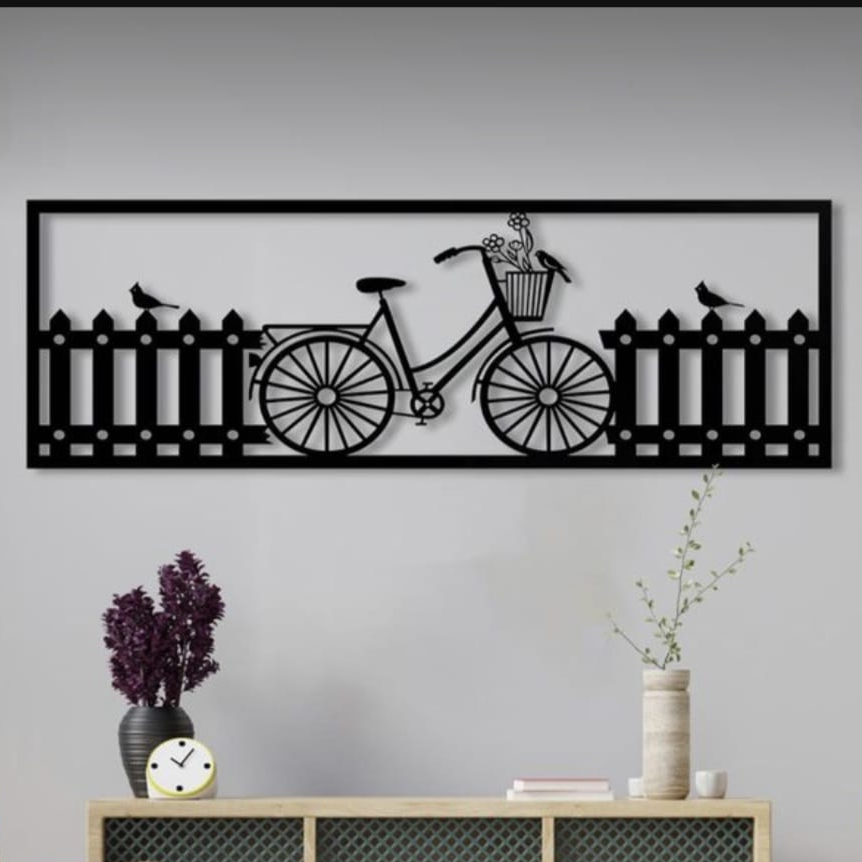 Bicycle-Shaped Wooden Wall Frame | 42x18 inches