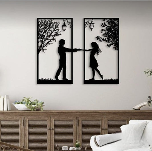 Loving Couple Wooden Wall art | 36x24 inches